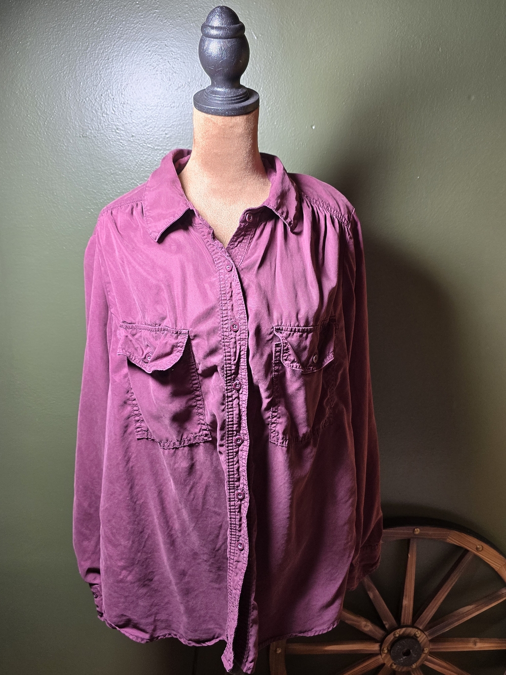 Lane Bryant Purple Button Up Long Sleeve Blouse Plus Size 22